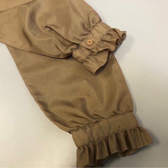 Vintage 80's Ruffled Caramel Blouse, Sz M - Picture 16 of 16